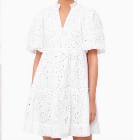 Tuckernuck White Eyelet Lace Ruffle Dress Sizes S - Picture 3 of 8